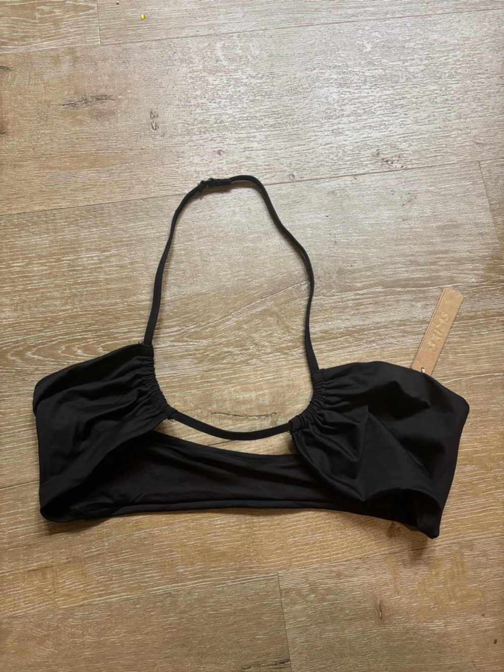 SKIMS Black Recycled Swim Cutout Ruched Halter Triangle Top